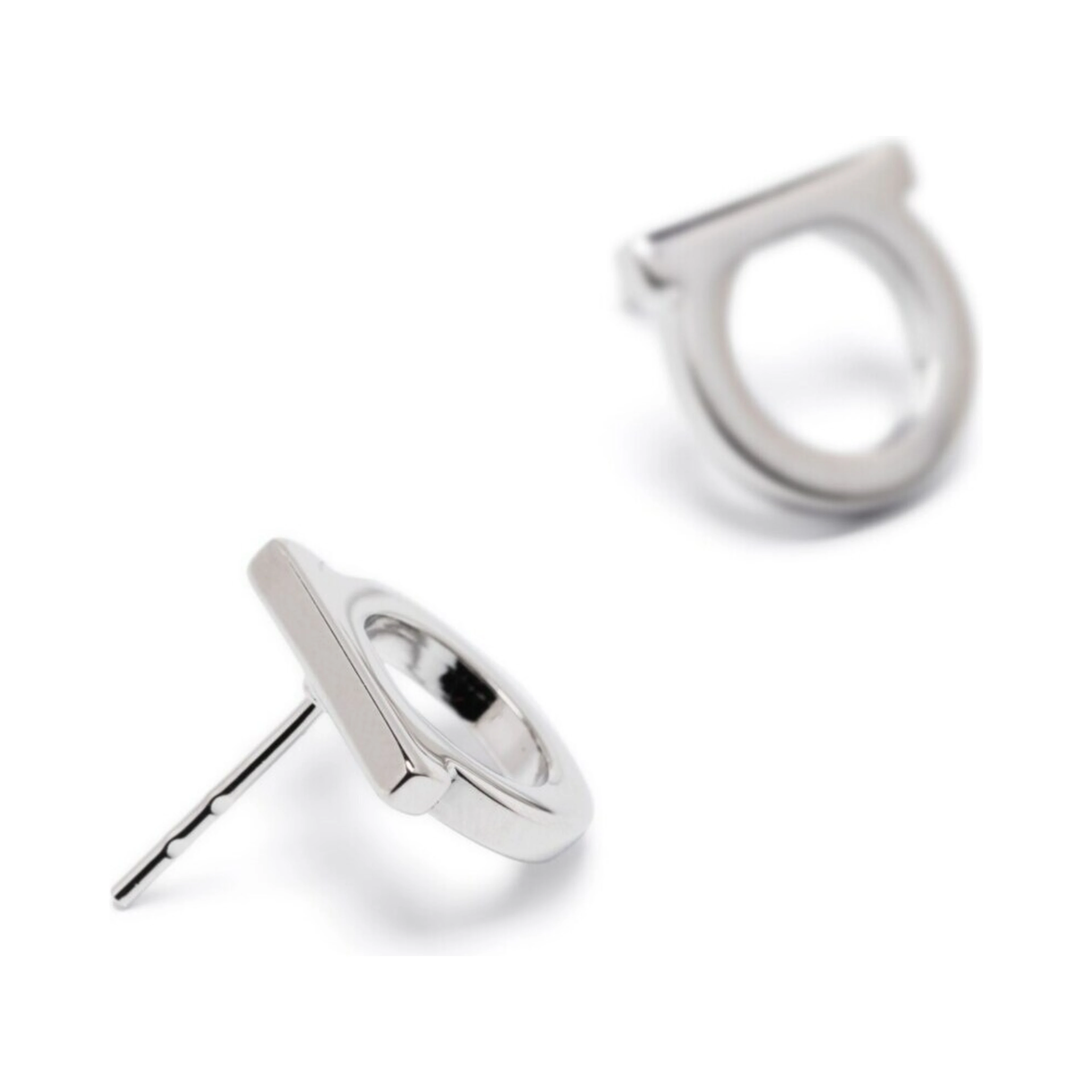 Gancini Earrings with Silver-Colored Brass Plate for Women