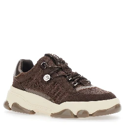 ATHENA brown Sneakers with laminated details in leather for women
