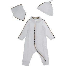 White Set with bodysuit, hat and bib in Cotton baby