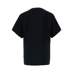 RYAN Black Tshirt with Check motif details in Cotton for Men
