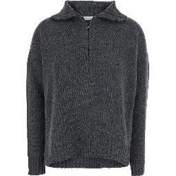 CRASSO is a sweater with a V-neck and long sleeves in gray for women