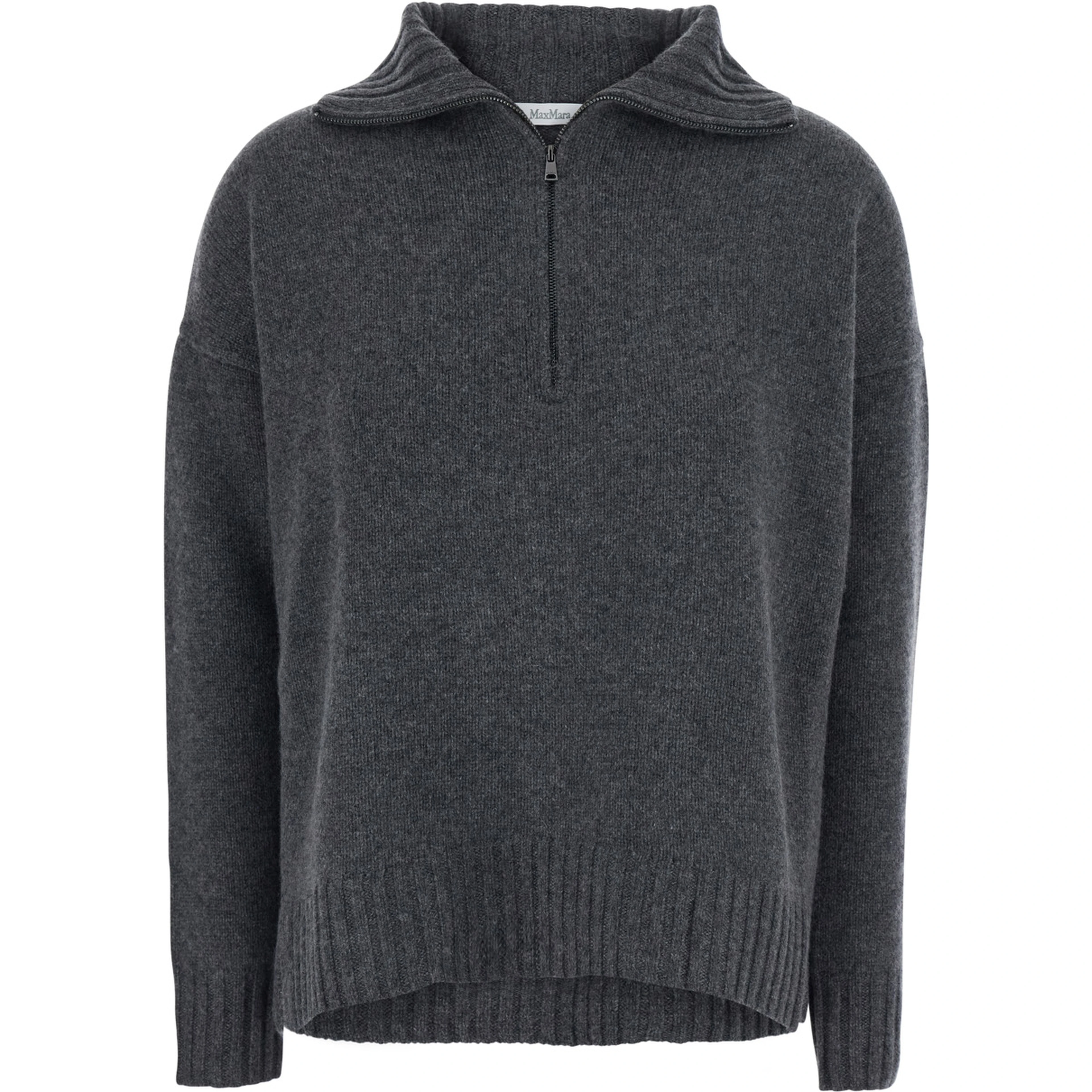 CRASSO is a sweater with a V-neck and long sleeves in gray for women