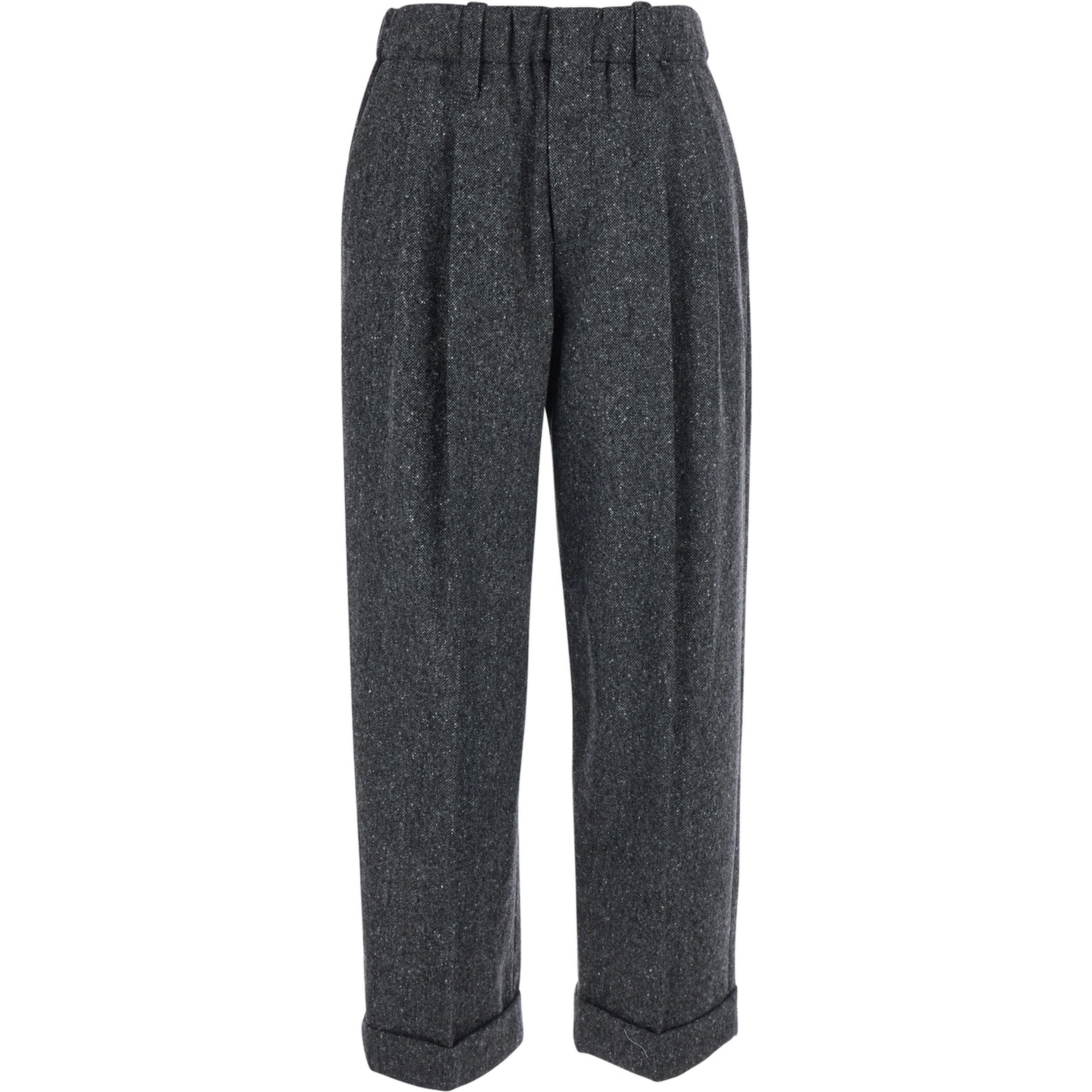 Grey Trousers with semi-elasticated waist and cuffs in Wool Blend women
