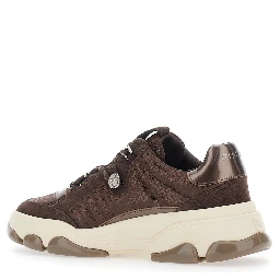 ATHENA brown Sneakers with laminated details in leather for women
