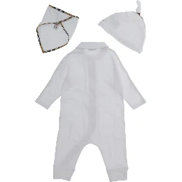 White Set with bodysuit, hat and bib in Cotton baby
