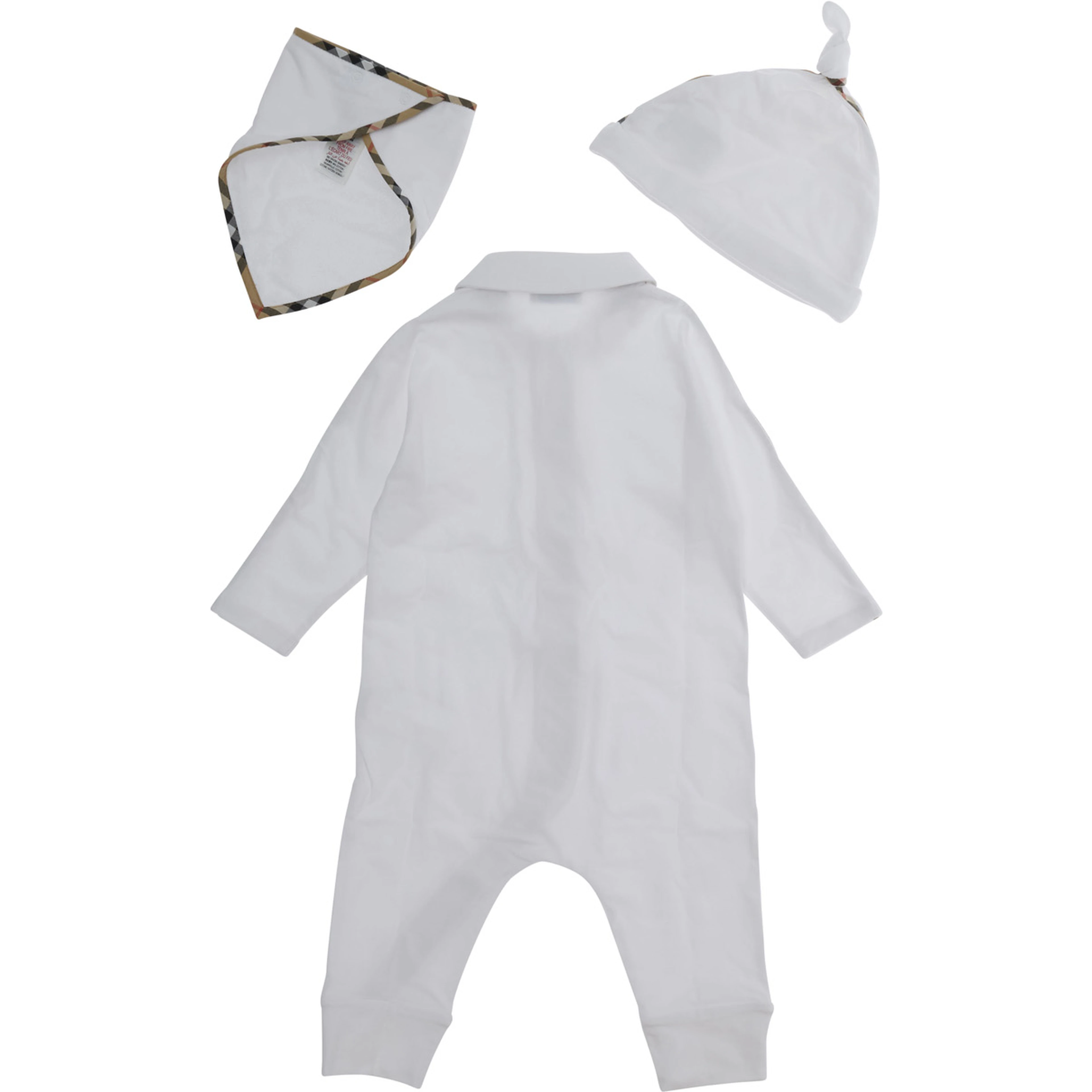 White Set with bodysuit, hat and bib in Cotton baby