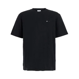 Black T-Shirt with Round Neck and Short Sleeves for Men