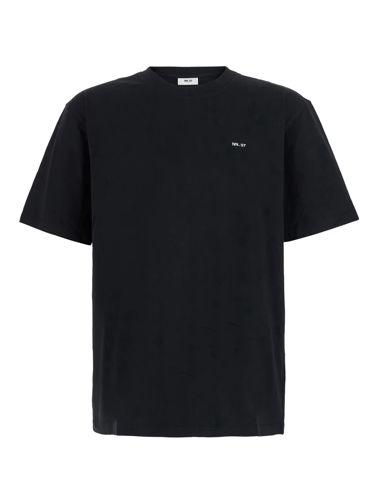 Black T-Shirt with Round Neck and Short Sleeves for Men