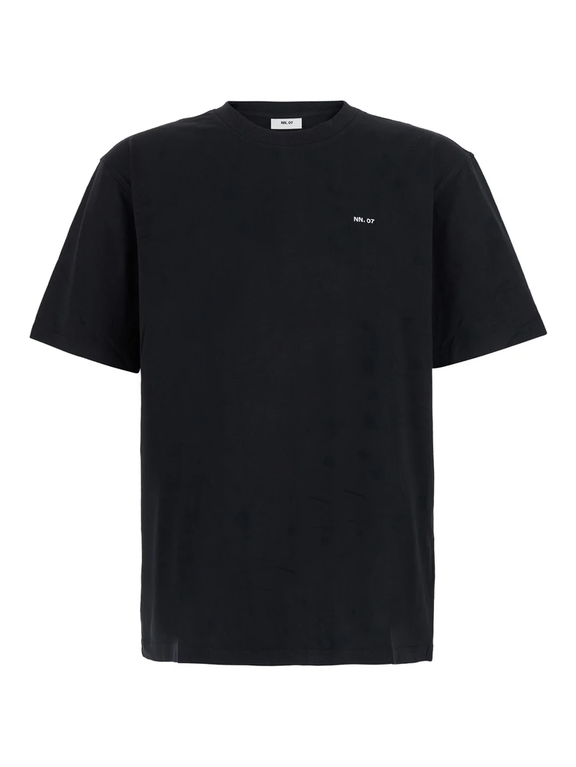 Black T-Shirt with Round Neck and Short Sleeves for Men