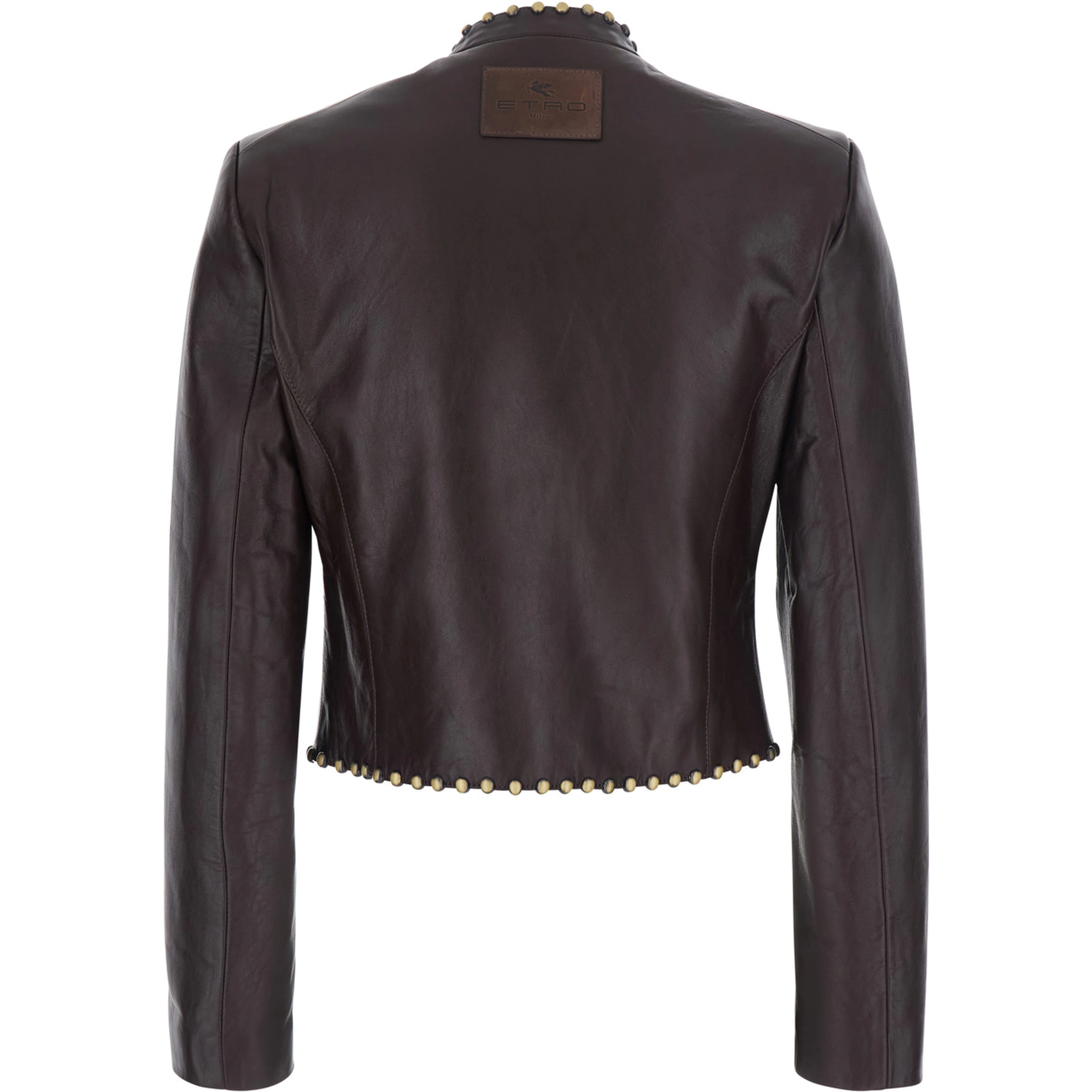 Leather Jacket with Elegant Details and Soft Brown Lining for Men