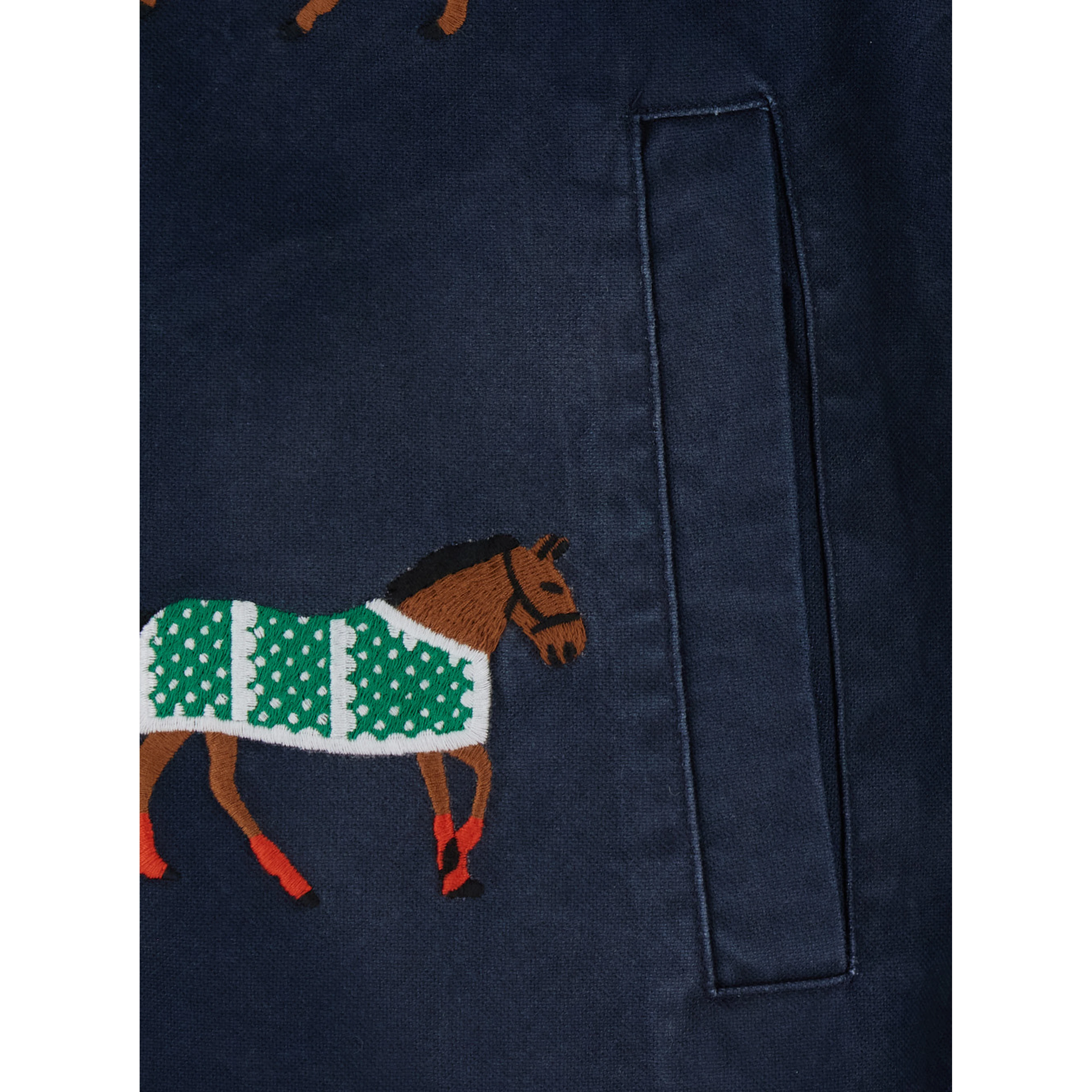 Lariat Horse Embroidered Work Jacket in Blue for Men