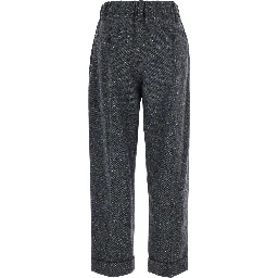 Grey Trousers with semi-elasticated waist and cuffs in Wool Blend women