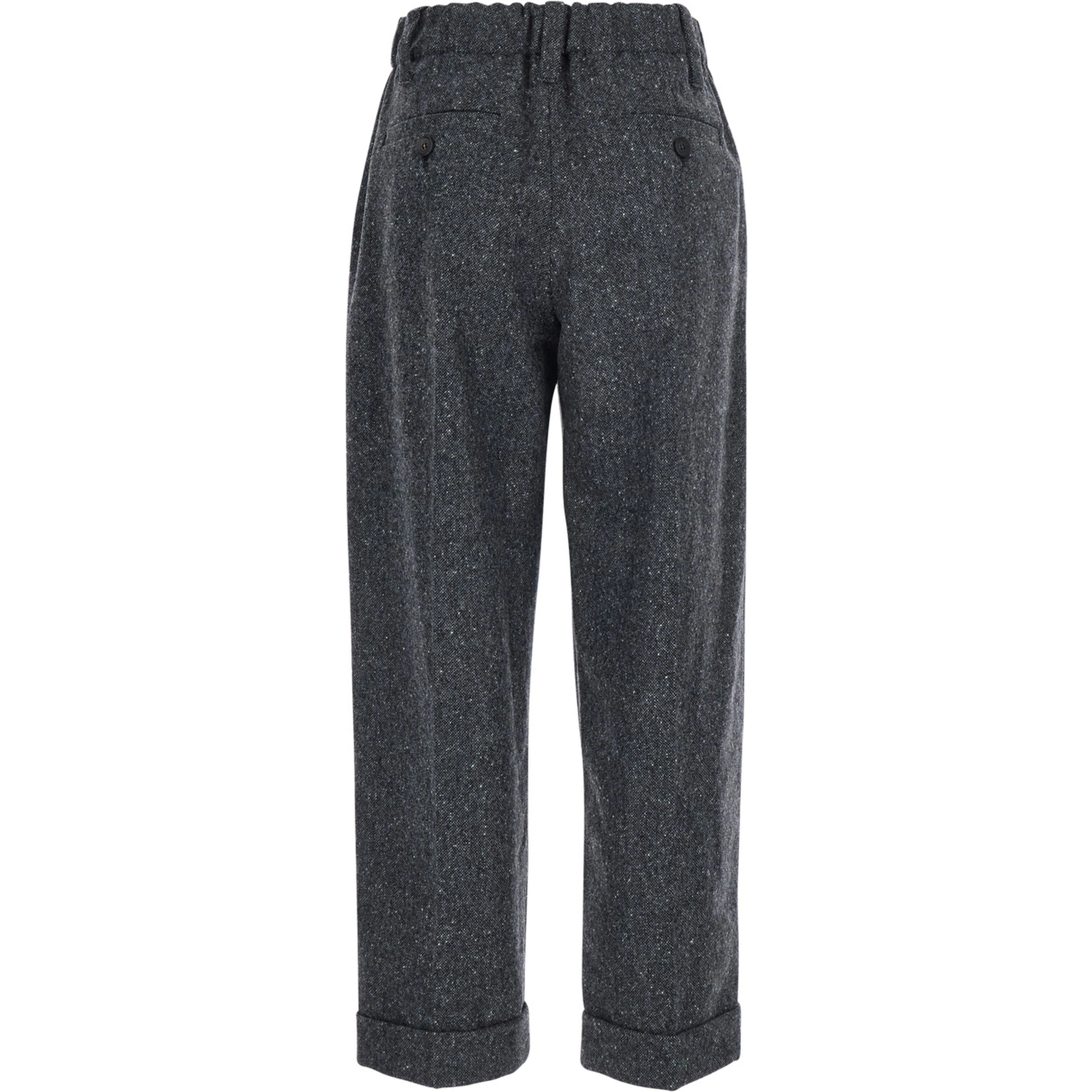 Grey Trousers with semi-elasticated waist and cuffs in Wool Blend women