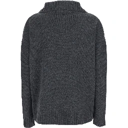 CRASSO is a sweater with a V-neck and long sleeves in gray for women