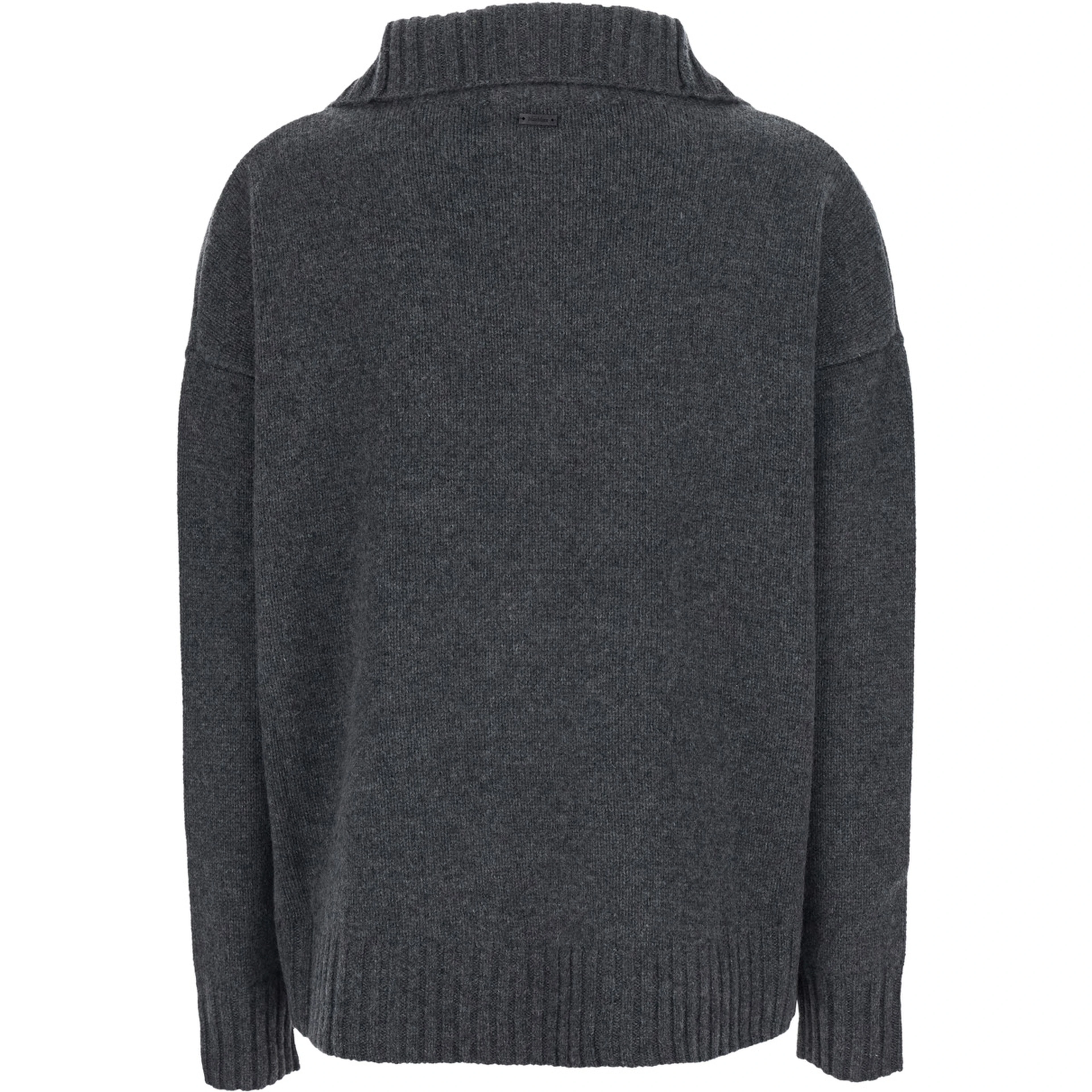 CRASSO is a sweater with a V-neck and long sleeves in gray for women