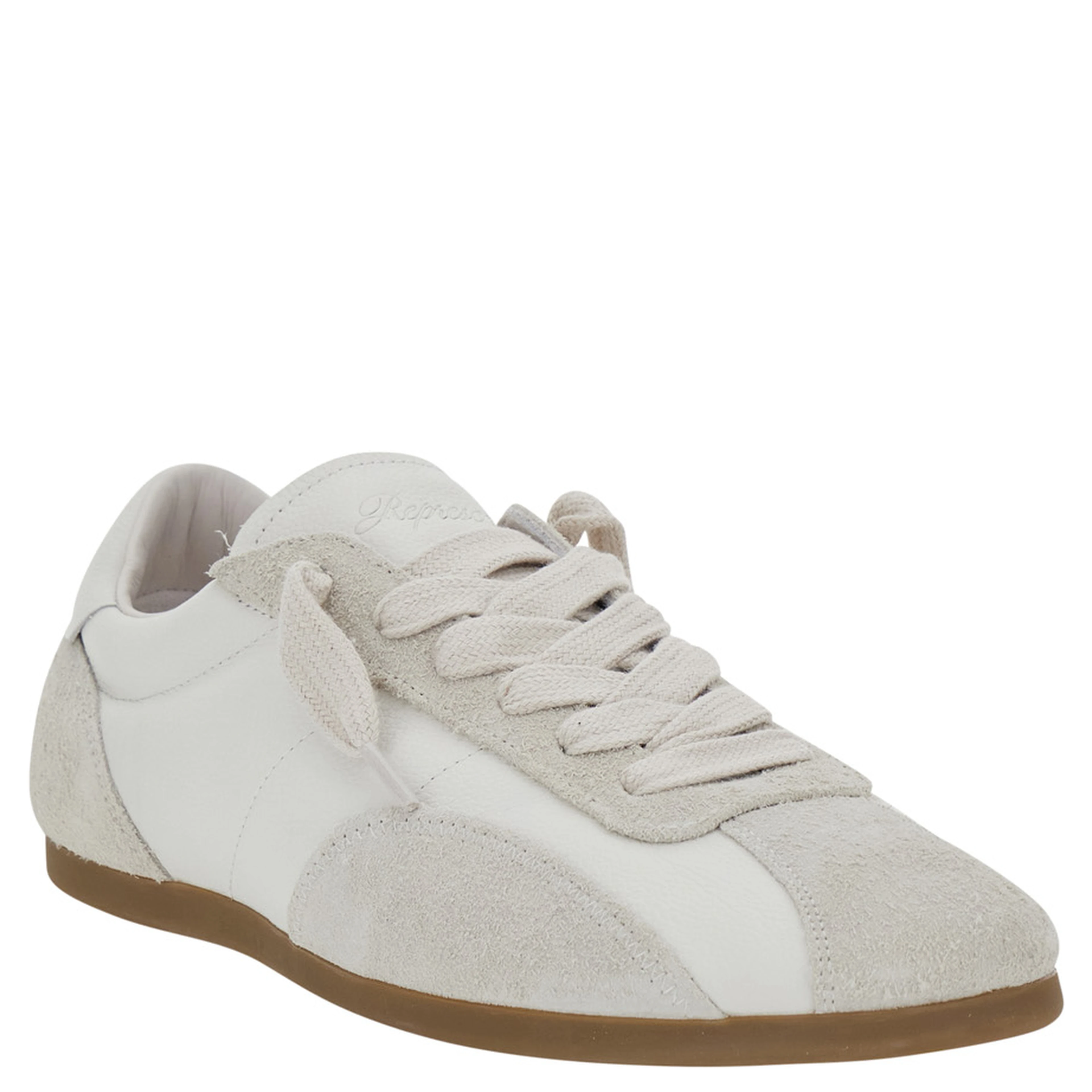 White Sneakers with Chunky Sole and Contrast Green Pull-tab