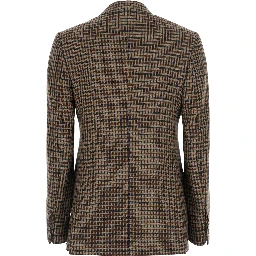 DESERTO brown Double-breasted Jacket with Peak revers and check Motif in wool for women