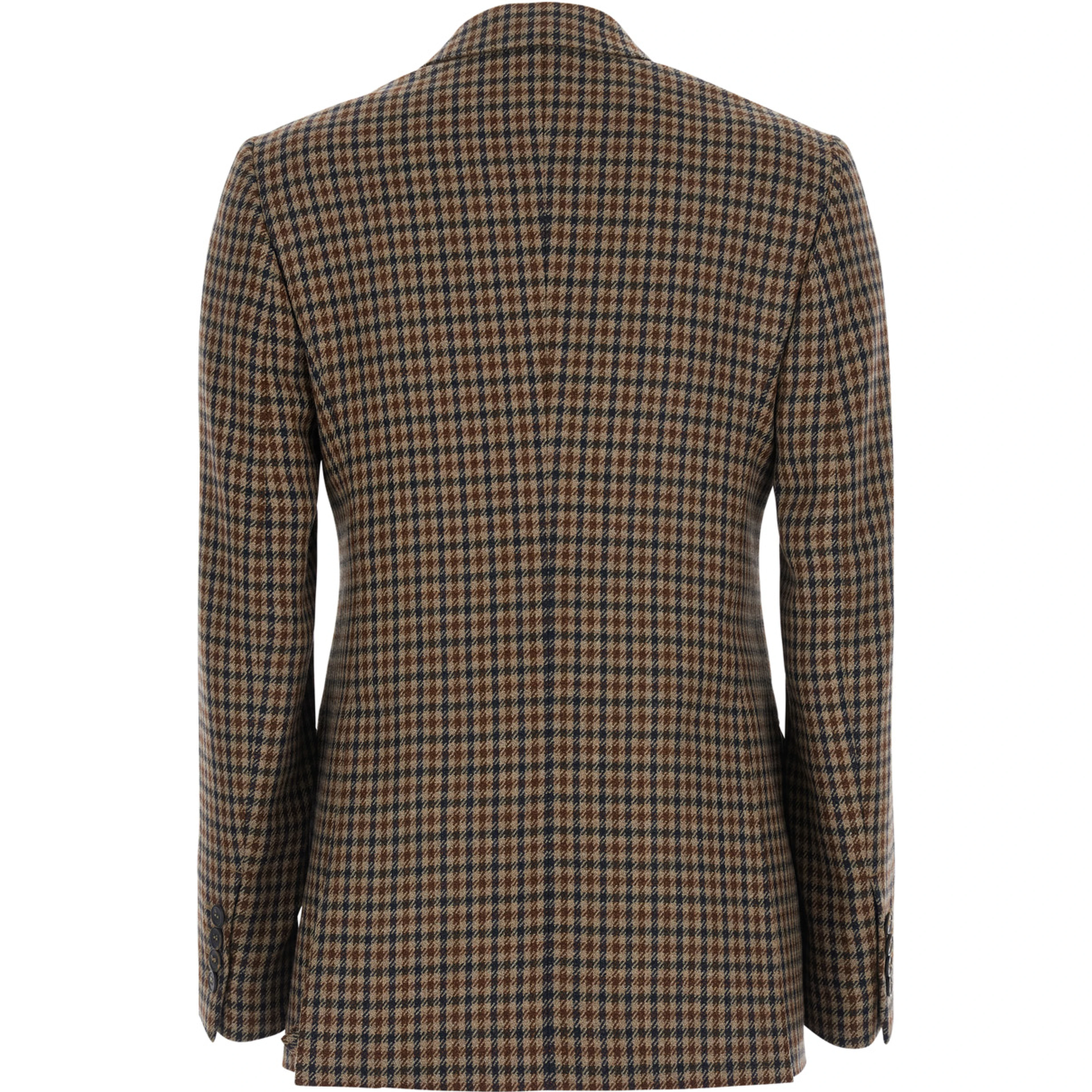DESERTO brown Double-breasted Jacket with Peak revers and check Motif in wool for women