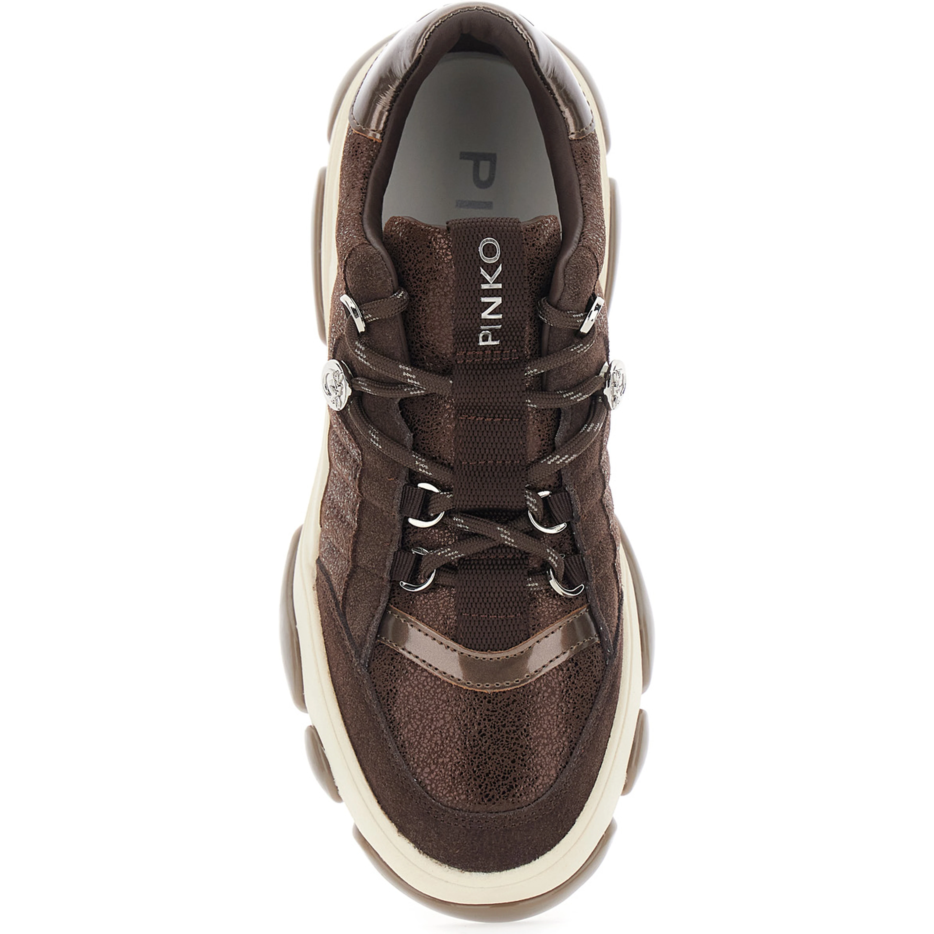 ATHENA brown Sneakers with laminated details in leather for women