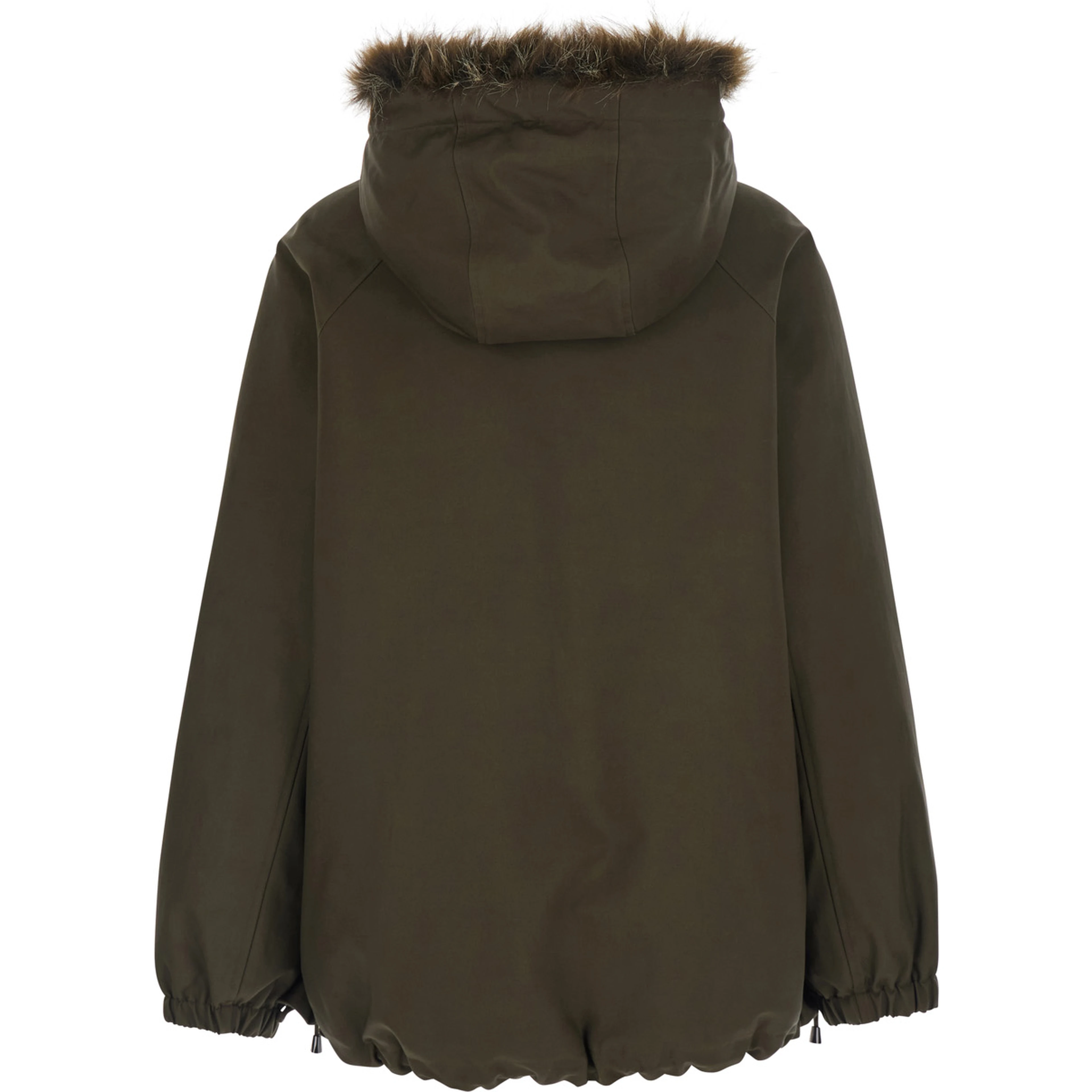 Green Reversible parka with hood and two flap pockets on the front in cotton for women