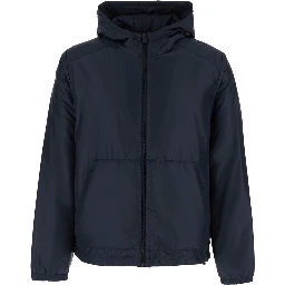 blue Jacket with Front Zip Closure and Side Pockets in Tech Fabric men