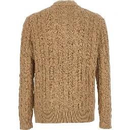 Beige Sweater with half zip on the front and Pony logo on the front in cotton for men