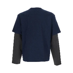 Tshirt LAYERED MIX CUT LONG-SLEEVE with long sleeves in hemp and cotton blue unisex