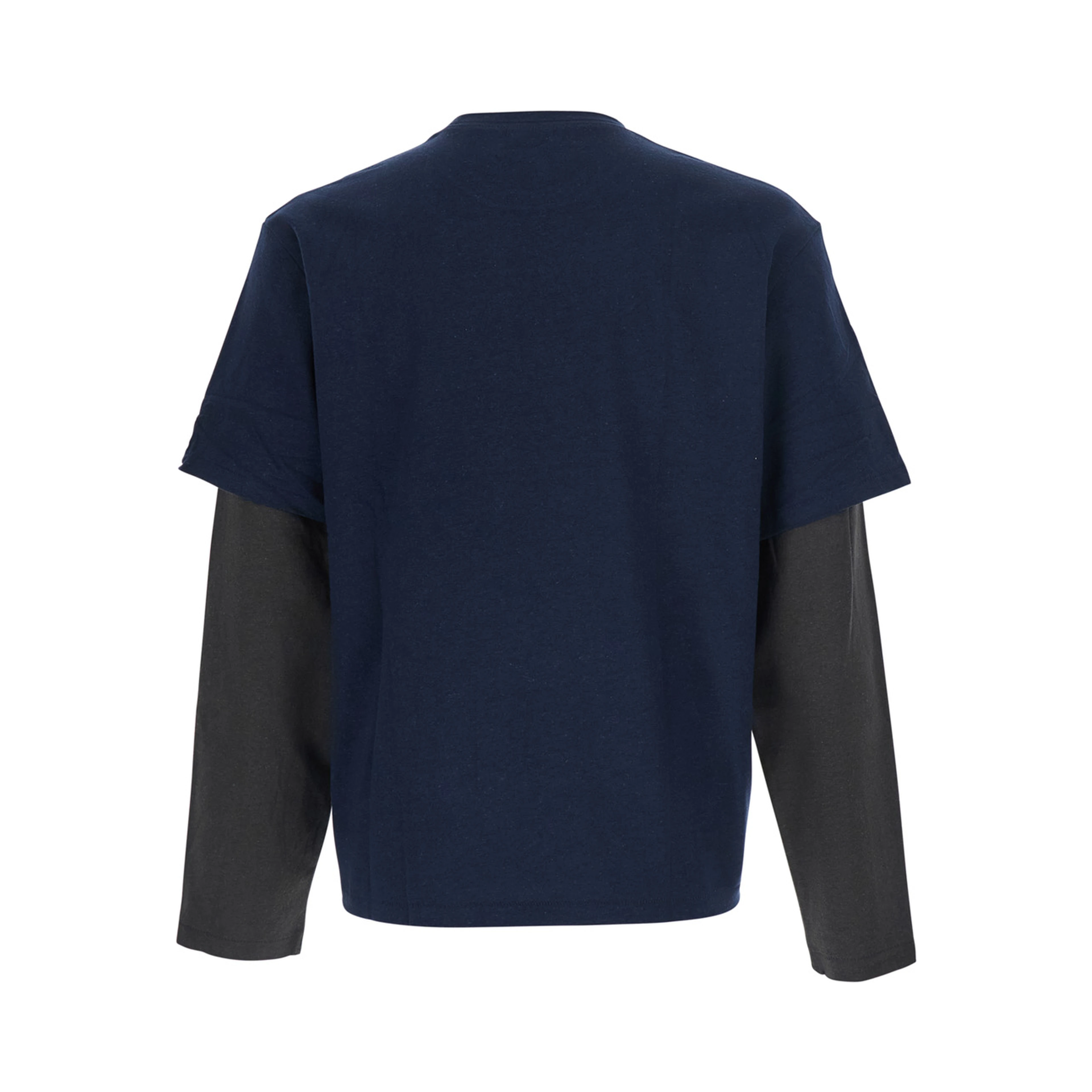 Tshirt LAYERED MIX CUT LONG-SLEEVE with long sleeves in hemp and cotton blue unisex