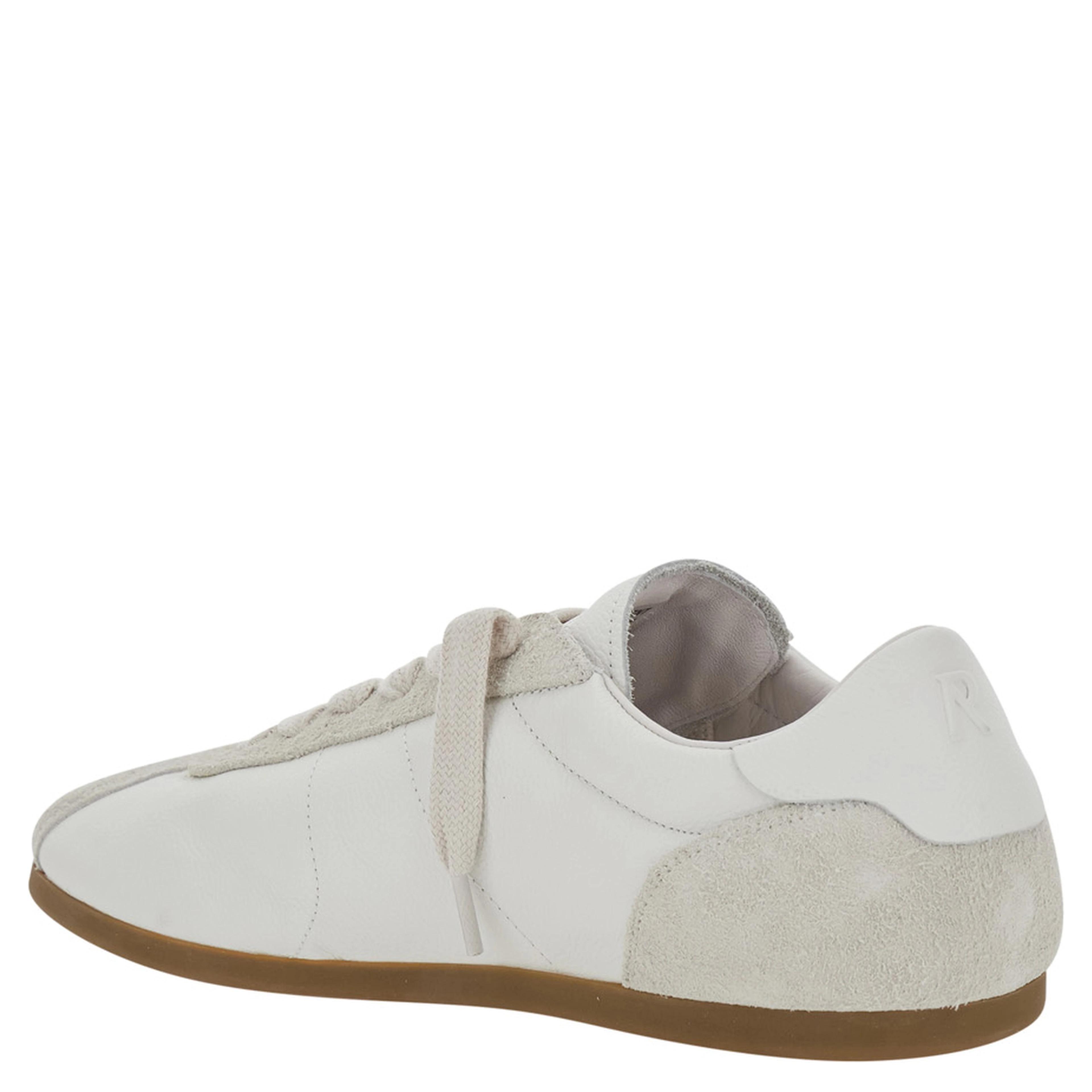 White Sneakers with Chunky Sole and Contrast Green Pull-tab
