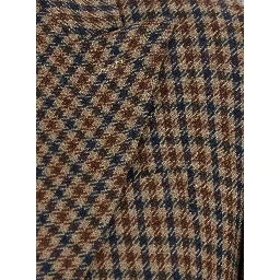 DESERTO brown Double-breasted Jacket with Peak revers and check Motif in wool for women