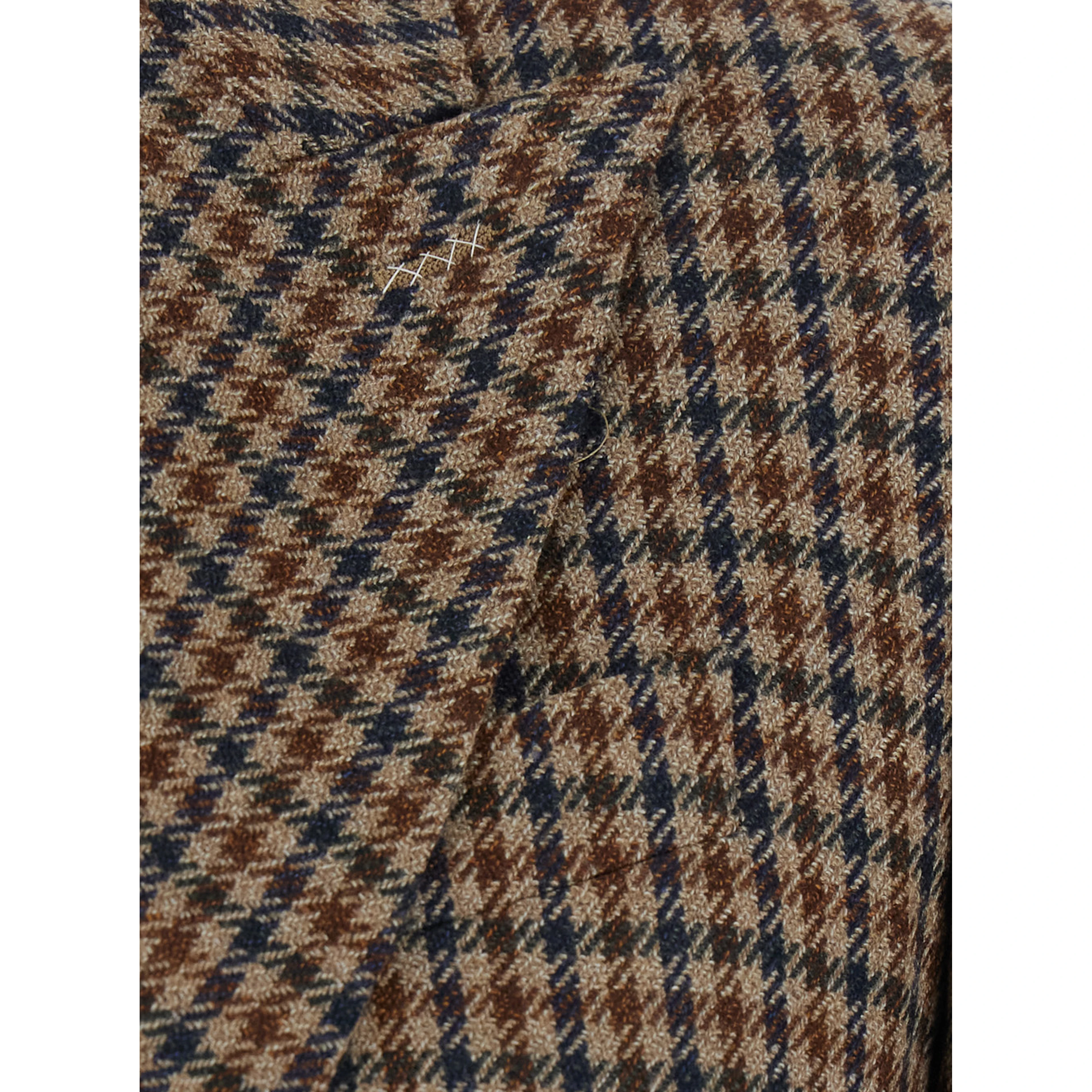 DESERTO brown Double-breasted Jacket with Peak revers and check Motif in wool for women