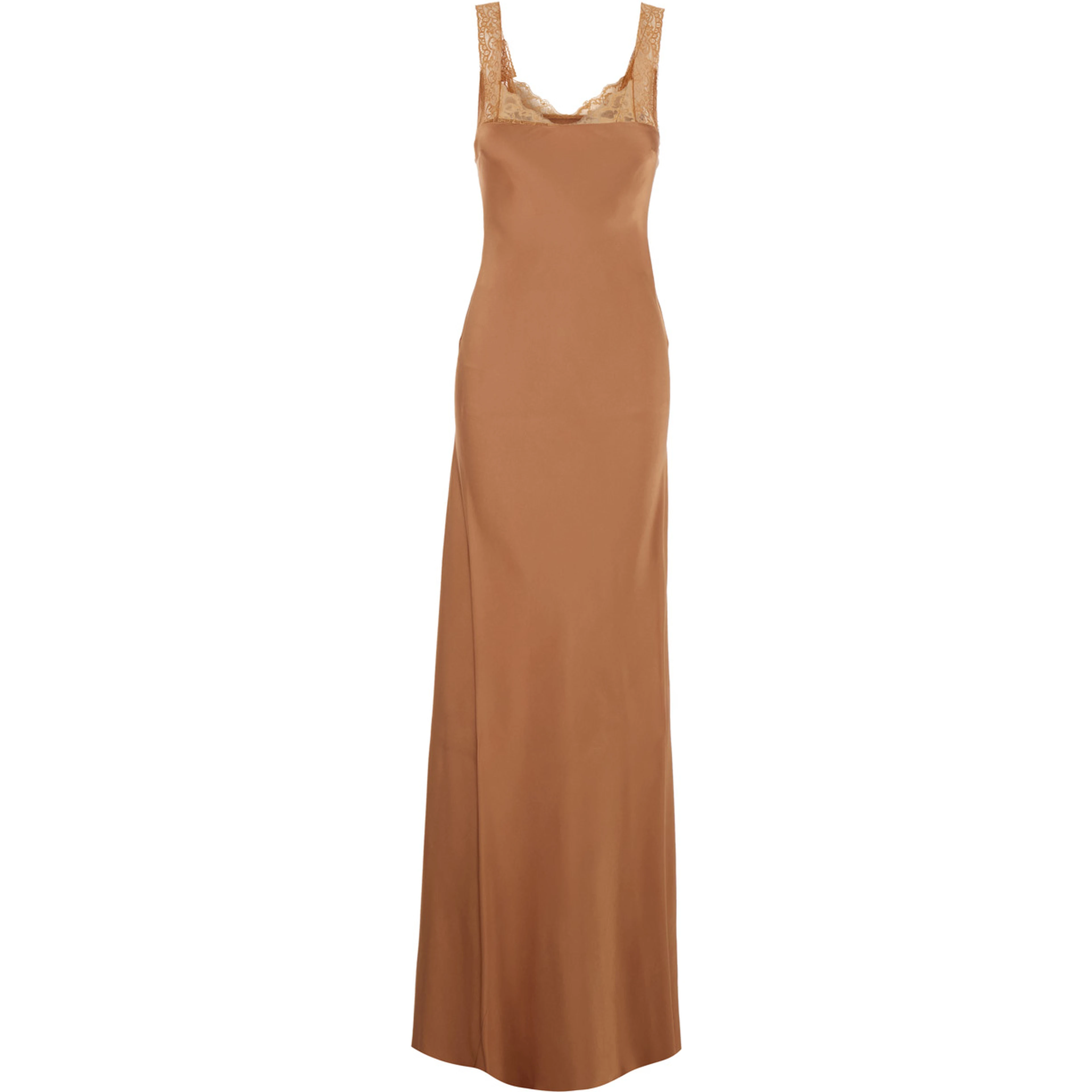 Pink Long Dress with Fixed Straps and Lace Detail on Straps and Neck in Blend Viscose for Women