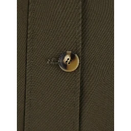 Green Reversible parka with hood and two flap pockets on the front in cotton for women