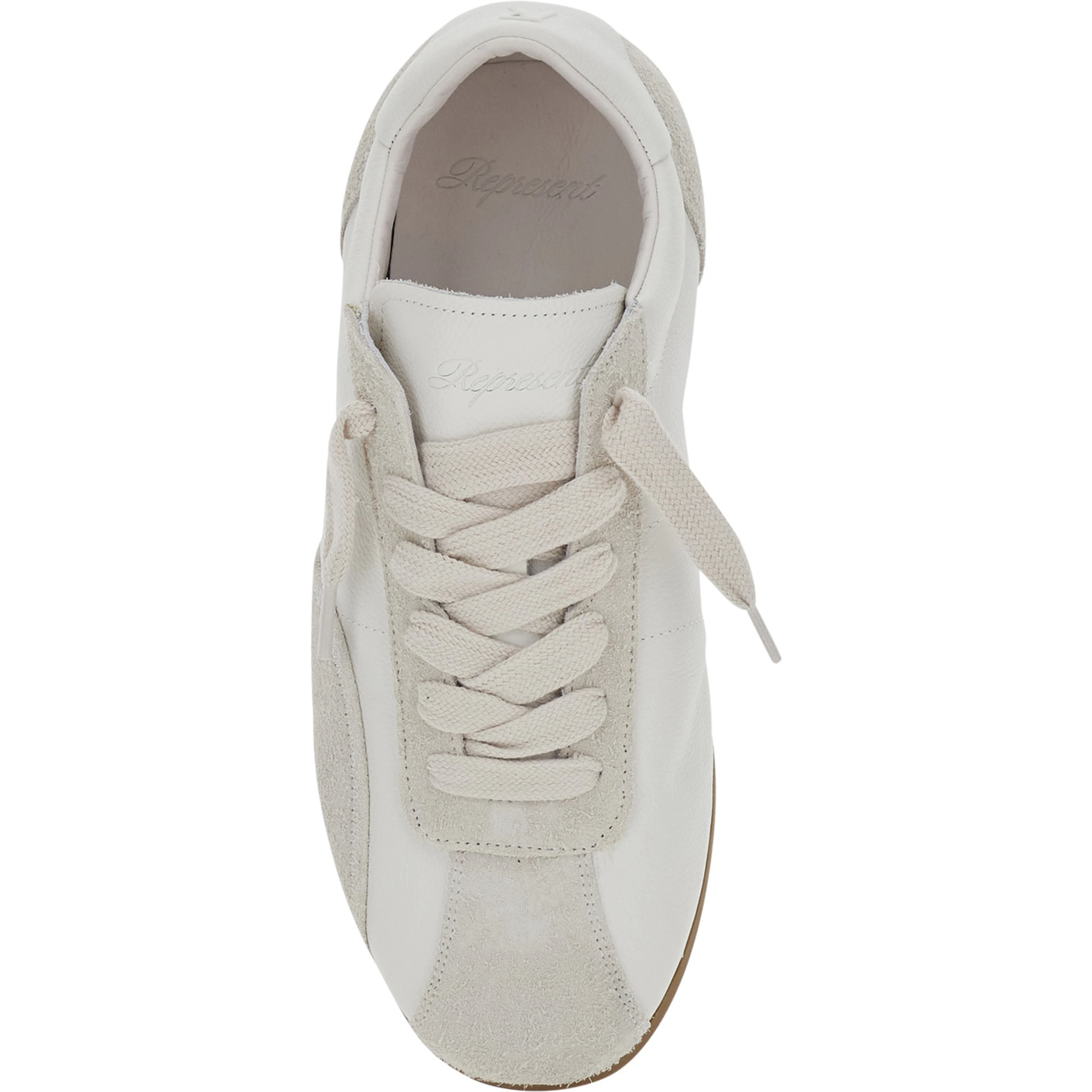 White Sneakers with Chunky Sole and Contrast Green Pull-tab