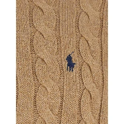 Beige Sweater with half zip on the front and Pony logo on the front in cotton for men