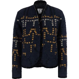 Samarcanda Black Jacket with geometric embroidery with beads in blend cotton for women