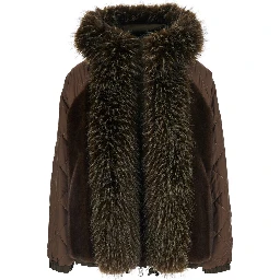 Green Reversible parka with hood and two flap pockets on the front in cotton for women