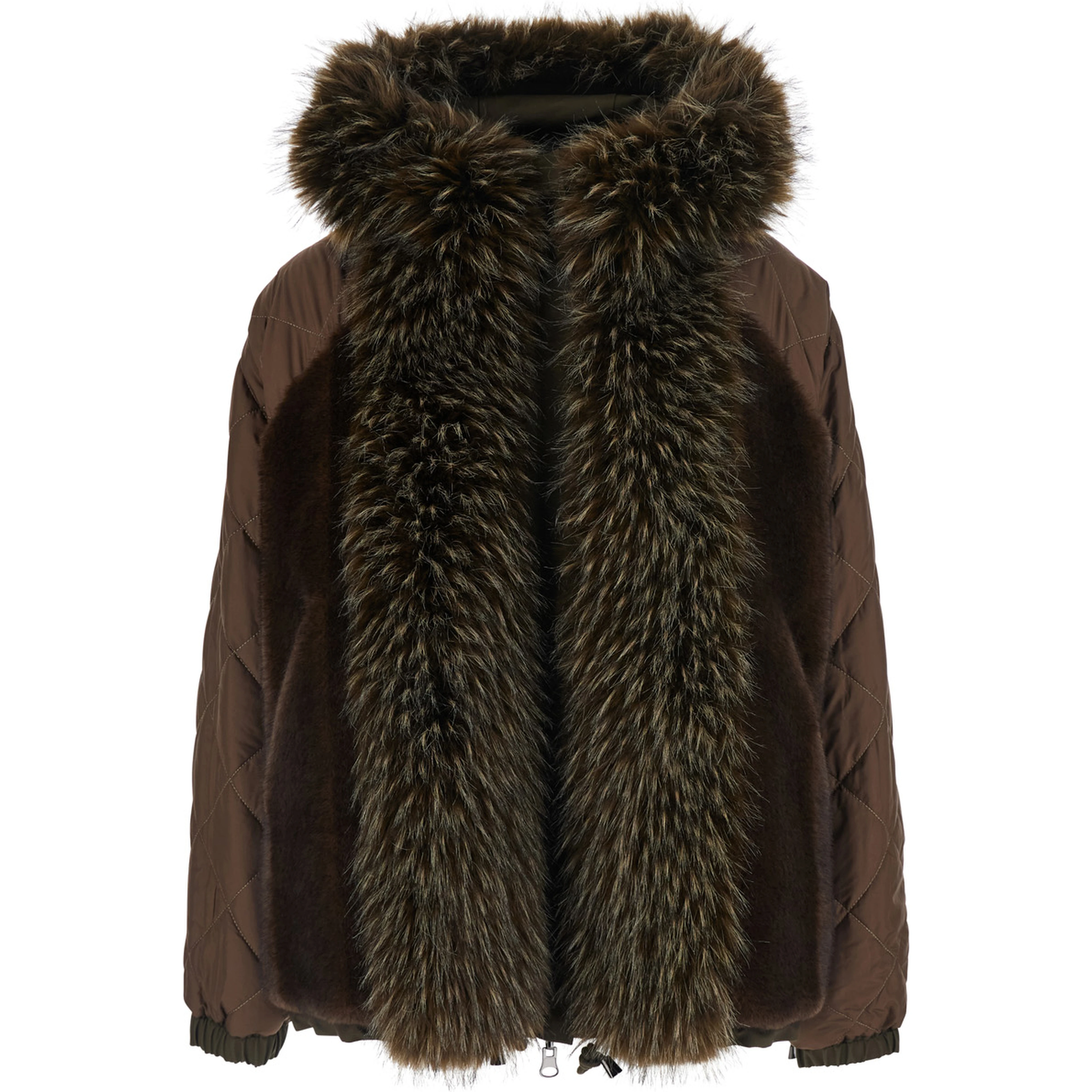 Green Reversible parka with hood and two flap pockets on the front in cotton for women