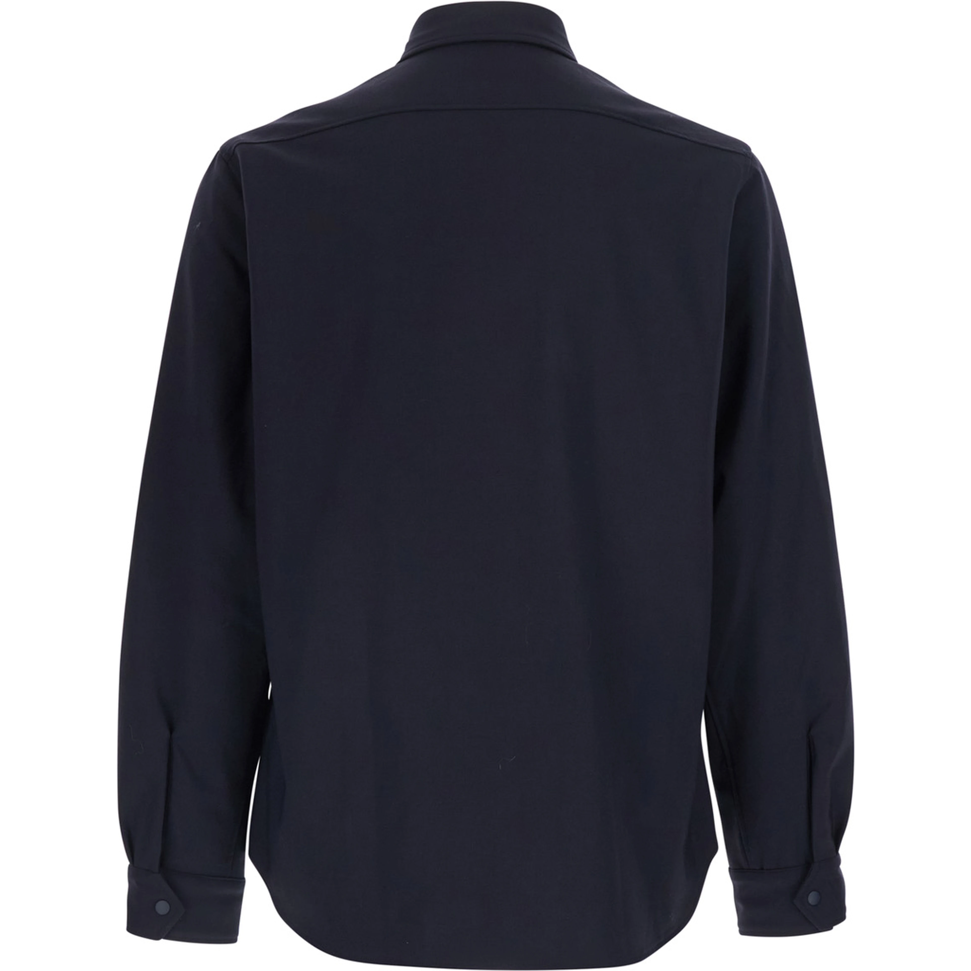 Blue Shirt with Pointed Collar and Button Closure in Wool Blend Men