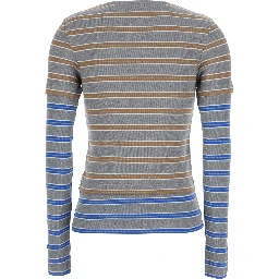 Long Sleeve Mesh Top with Blue Details