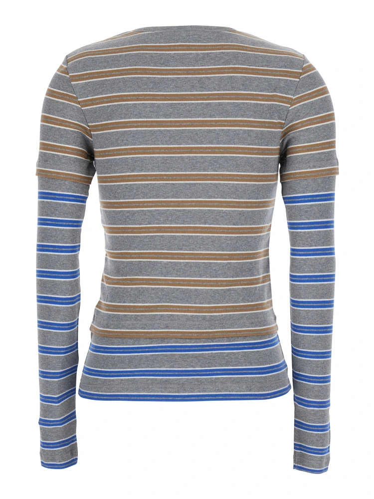 Long Sleeve Mesh Top with Blue Details alternative