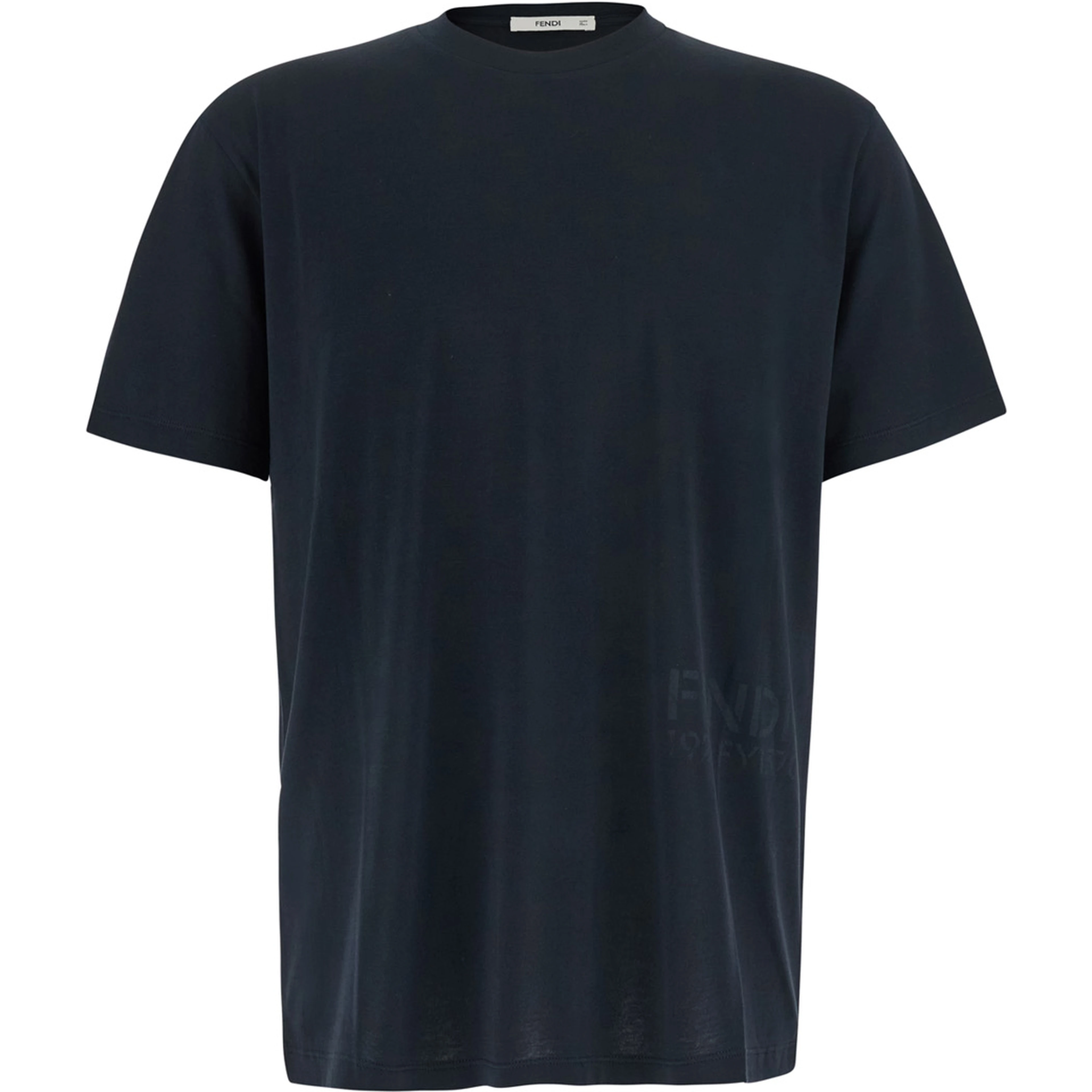 Black T-Shirt with Tone-on-Tone Logo on the Side in Cotton for Men