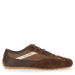 Boxe Brown low top sneakerswith Bicolored Details and Logo Lettering on the Side in Suede for Men