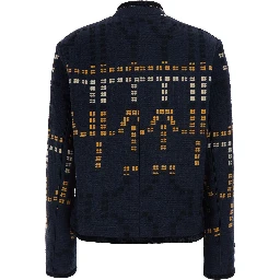 Samarcanda Black Jacket with geometric embroidery with beads in blend cotton for women