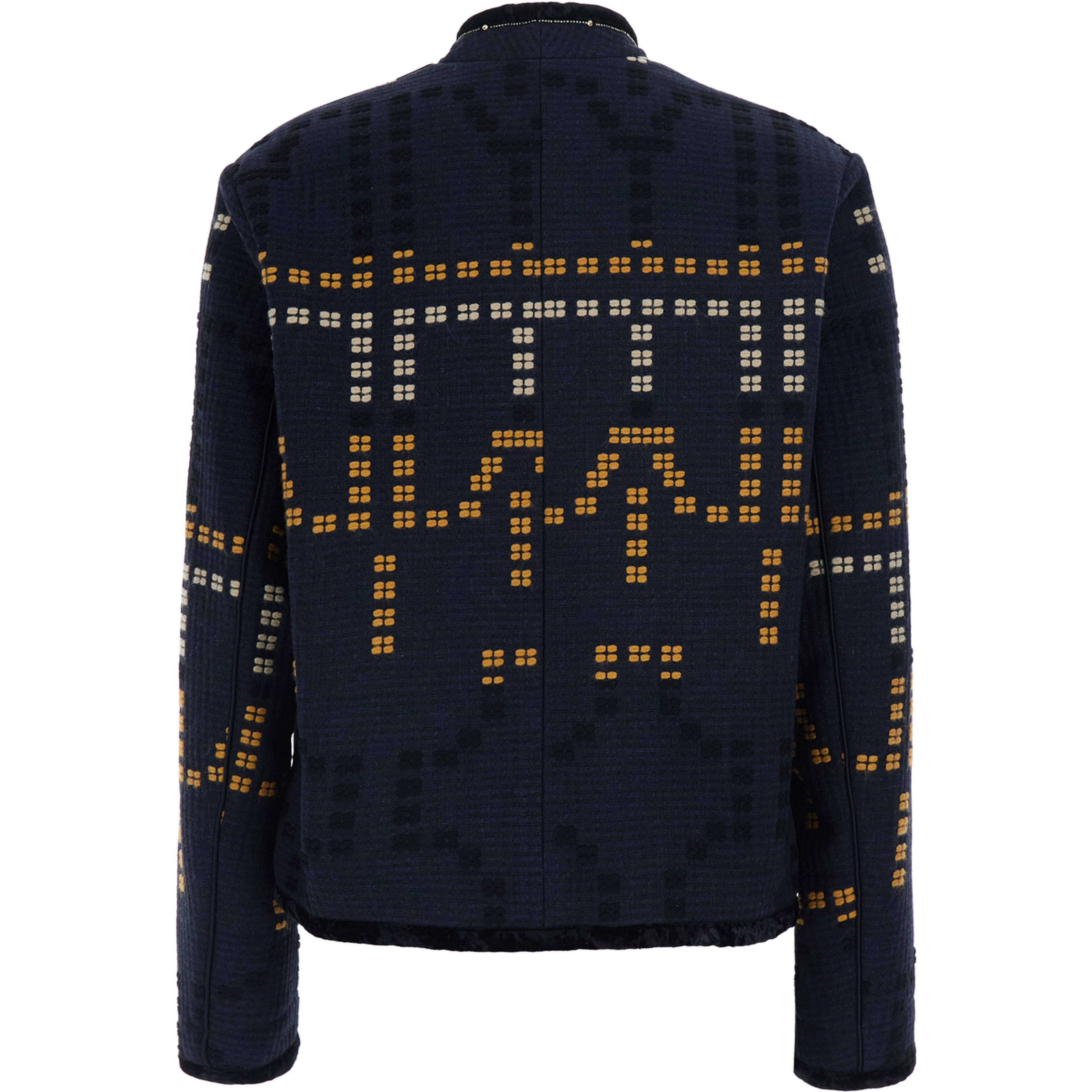 Samarcanda Black Jacket with geometric embroidery with beads in blend cotton for women