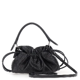 Baguette Black Shoulder bag with FF plate on the front and adjustable and removable strap in leather for women