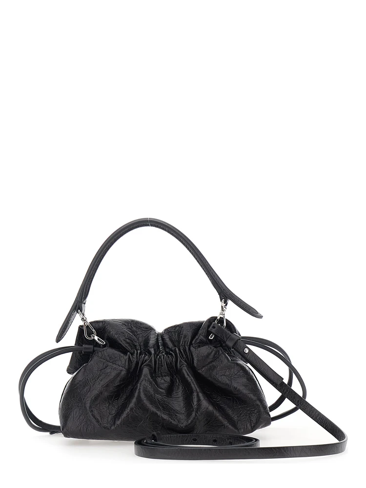 Baguette Black Shoulder bag with FF plate on the front and adjustable and removable strap in leather for women alternative