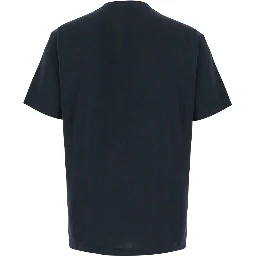 Black T-Shirt with Tone-on-Tone Logo on the Side in Cotton for Men