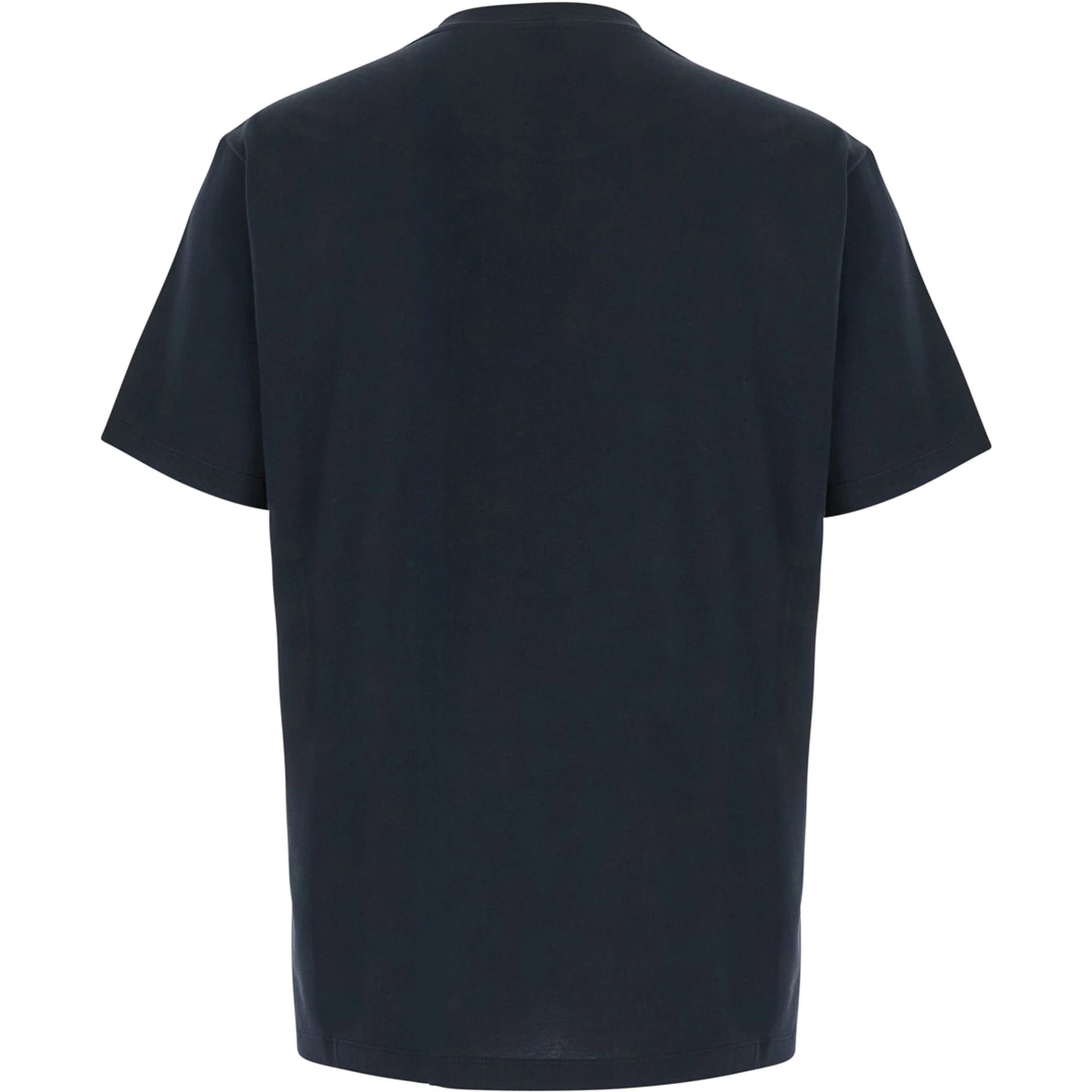 Black T-Shirt with Tone-on-Tone Logo on the Side in Cotton for Men