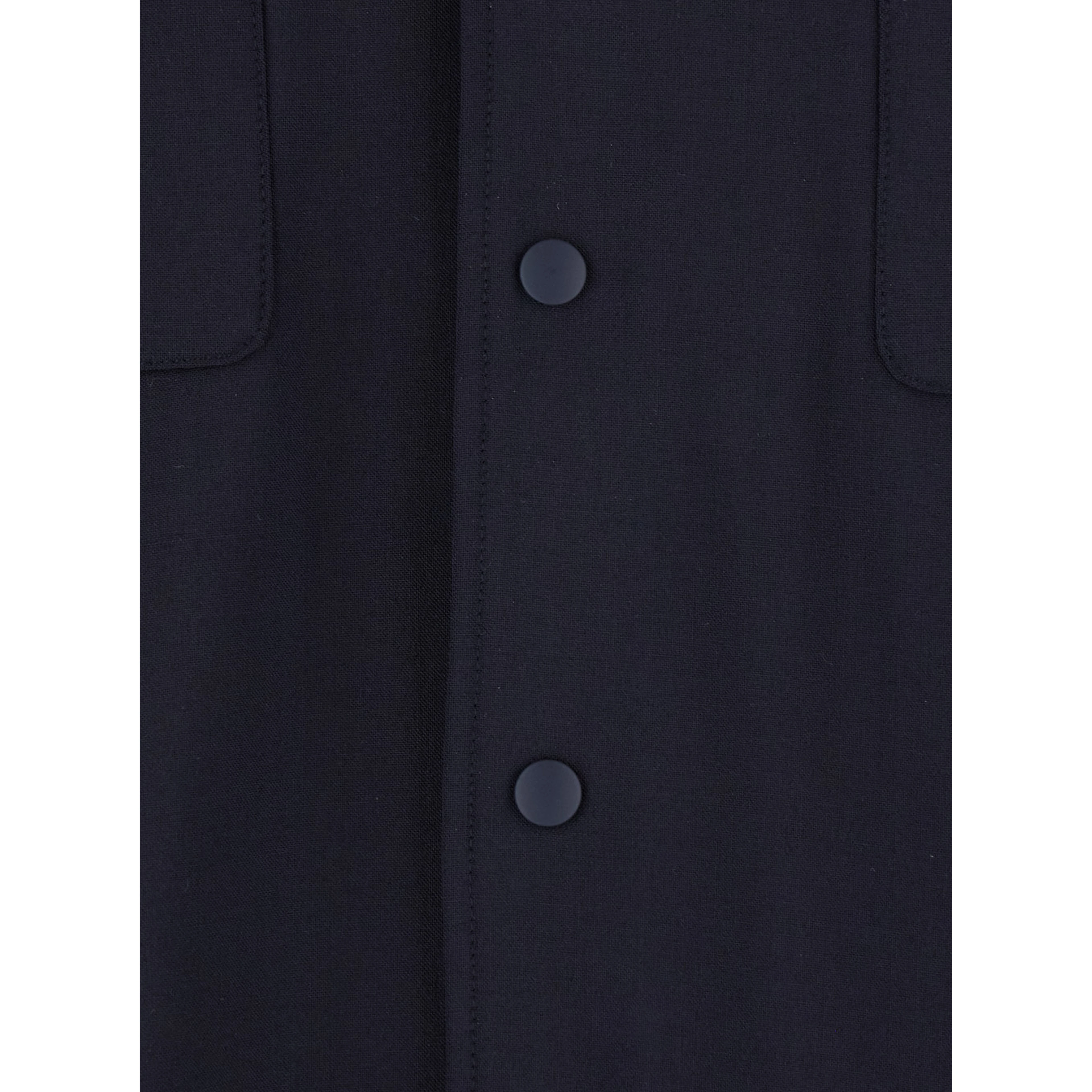 Blue Shirt with Pointed Collar and Button Closure in Wool Blend Men